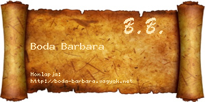 Boda Barbara névjegykártya